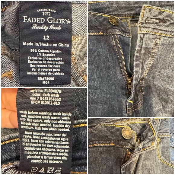 Faded Glory Cuffed Bermuda Shorts Size 12 - Picture 3 of 3